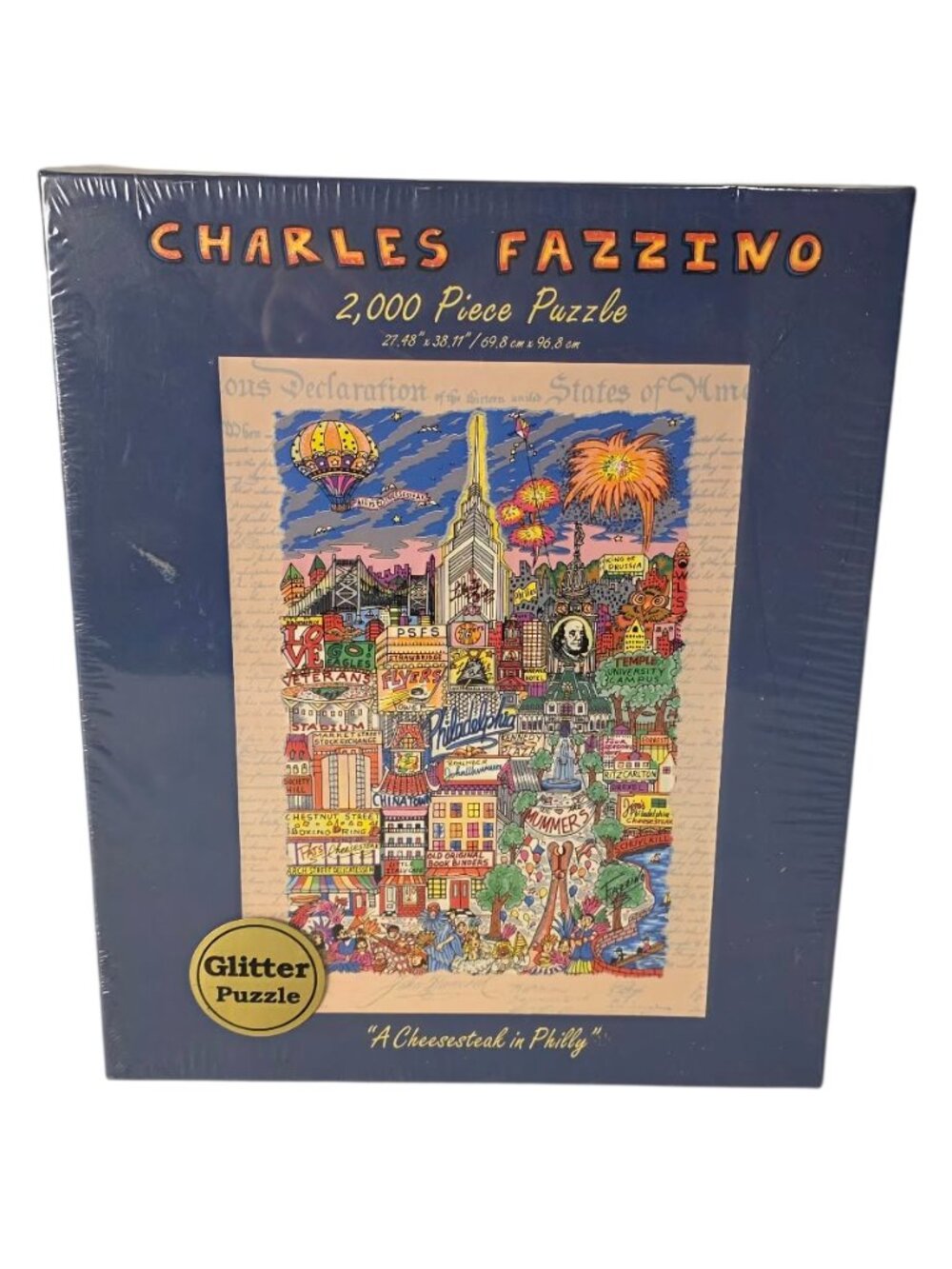NWT Charles Fazzino A Cheesesteak in Philly 2000 Piece Glitter Jigsaw Puzzle